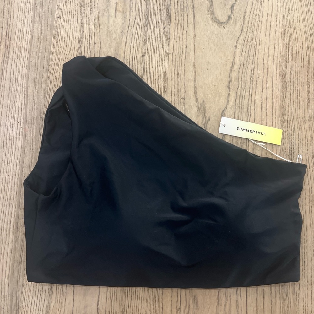 summersalt One-Shoulder Black Bikini Top